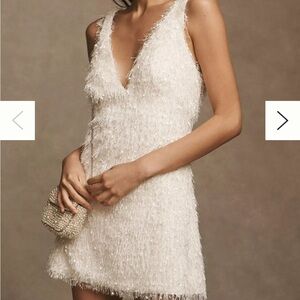 Tadashi shoji Gia Shag sleeveless V neck mini dress